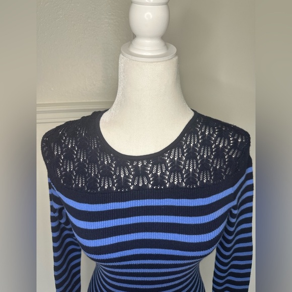 Ralph Lauren Fitted Black and Blue Ribbed Long Sleeve Blouse size S - Picture 2 of 8